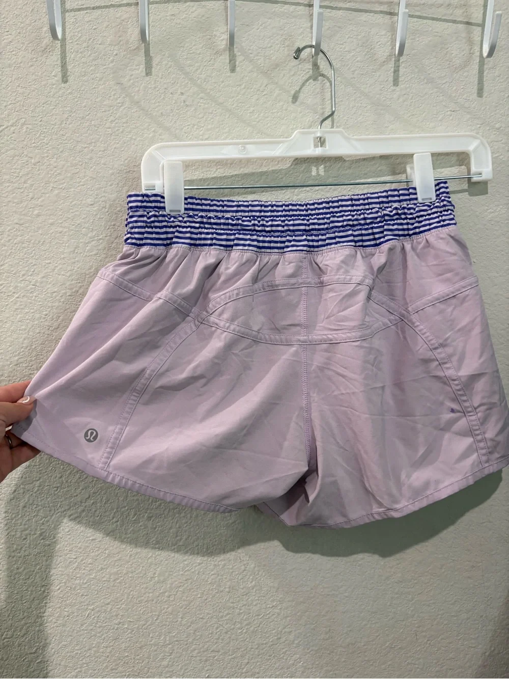 lululemon athletica Light Pink Athletic Shorts with Striped Waistband